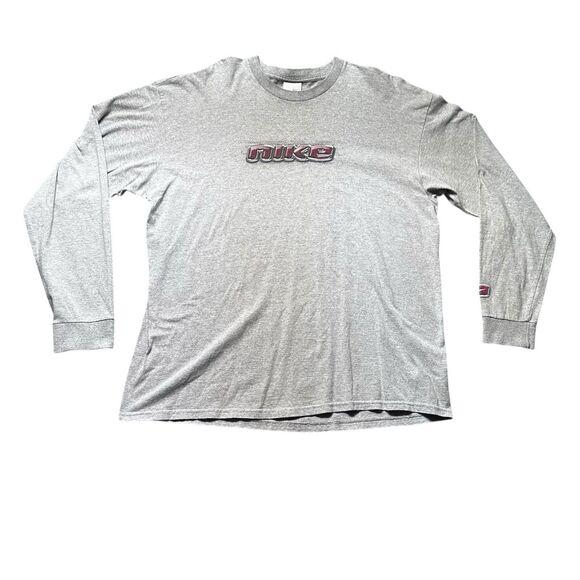 Vintage Nike Long Sleeve Shirt Men’s XL Gray Red Logo Made In USA 90s Y2K - Picture 1 of 12
